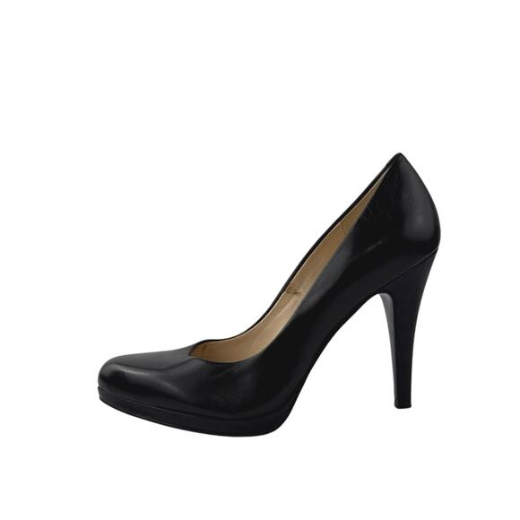 Nine West Rocha Women's Black Leather Slip On High Heels Pumps Shoes Size 8 - Picture 1 of 7